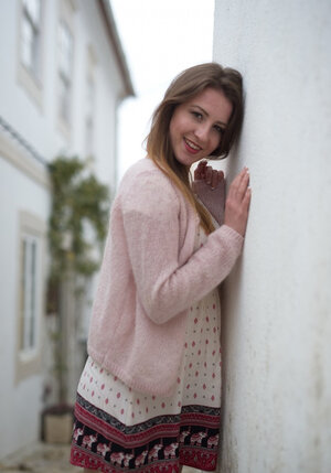 Good-looking brunette artist loves posing absolutely nude while changing clothes