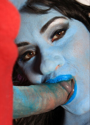 A couple of Smurf guys and additionally a naked floozy enjoy kinky threesome till happy ending