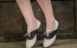 Big-assed sluts take off socks and moreover pantyhose to demonstrate their feet