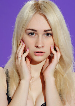 Flexible broad in red high heels spreads WIDE in the chair