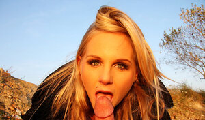 Tanned sweetie Gia OhMy shows off on the roof and bangs likewise