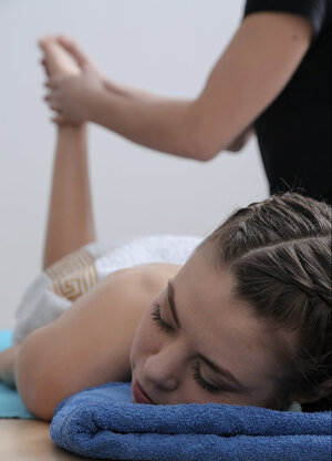 Brunette with wonderful hair is going to let him do a lot to her