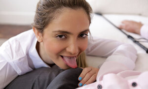 Glamorous secretary gets her love hole destroyed to get a promotion