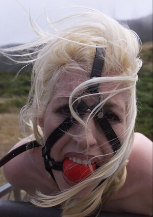 Cowgirl gets whipped while dragging her master up a hill