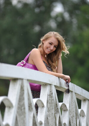 Free spirited blonde Hayley Coppin looks getting down and dirty hot outdoors