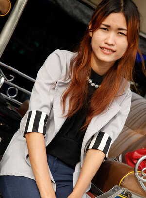 Oriental girl with red hair and wet have an intercourse hole prepping for a hard have an intercourse