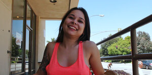 Inked Mika Sparx blows Carson Grundle stranger purple rod in car