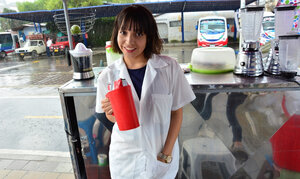 Colombian sweetie shows off her body in public, then in private