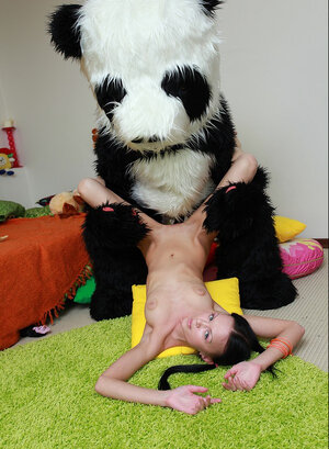 Lidia B as Isabella takes internal cum from panda