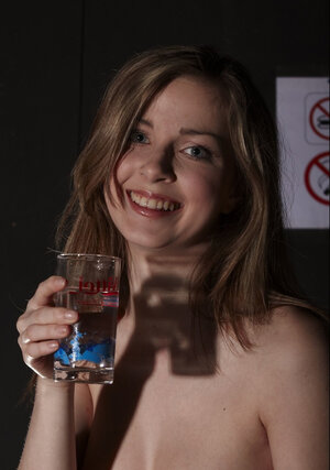 For a free cocktail bimbo gal quickly unclothes in the club's backroom