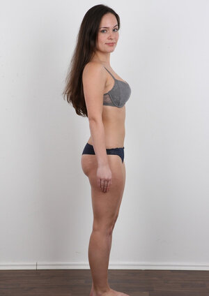 Good-looking babe takes outfit and moreover bra off exposing bra buddies of different size