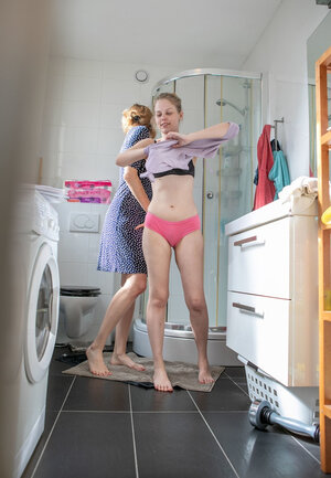 Titillating admire gives chick a lesson of fast dressing competing with inept woman