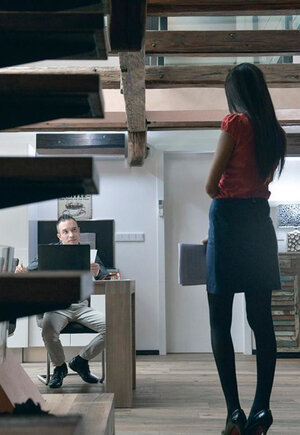 Tall secretary lured into passionate lovemaking with recently divorced boss