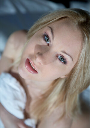 Dazzling Russian blonde waits for boyfriend entirely naked in the bedroom